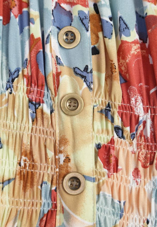 Born2be - Różowo-Beżowa Wiskozowa Sukienka Midi z Falbanką i Kwiatowym Wzorem Exordia. Kolor: różowy. Materiał: wiskoza. Wzór: kwiaty. Długość: midi