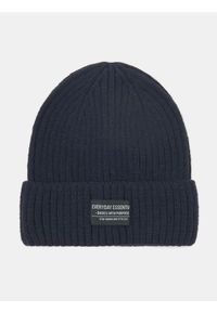 Sinsay - Prążkowana czapka beanie - granatowy. Kolor: niebieski. Materiał: prążkowany