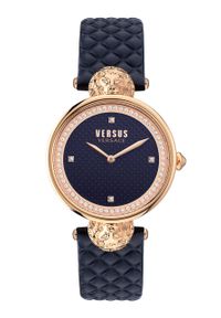 Versus Versace Zegarek VSPZU0321 damski kolor granatowy. Kolor: niebieski. Materiał: materiał, skóra