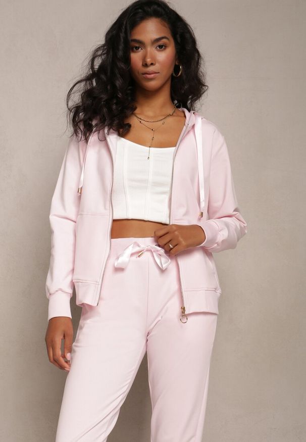 Renee - Różowa Rozsuwana Bluza z Kapturem Lecua. Typ kołnierza: kaptur. Kolor: różowy. Styl: klasyczny