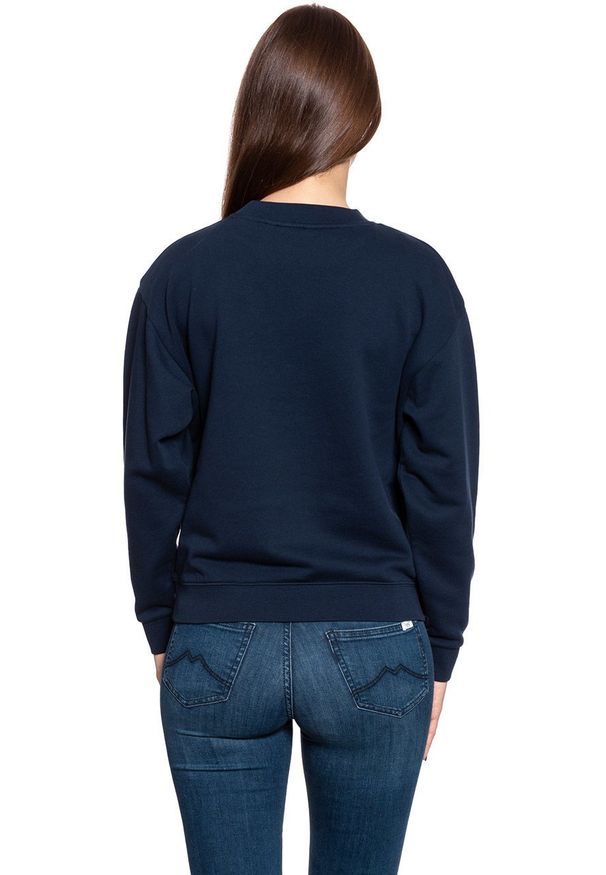 Wrangler - BLUZA WRANGLER HIGH RIB RETRO SWEAT NAVY W6N0HA114 112130760. Styl: retro, klasyczny