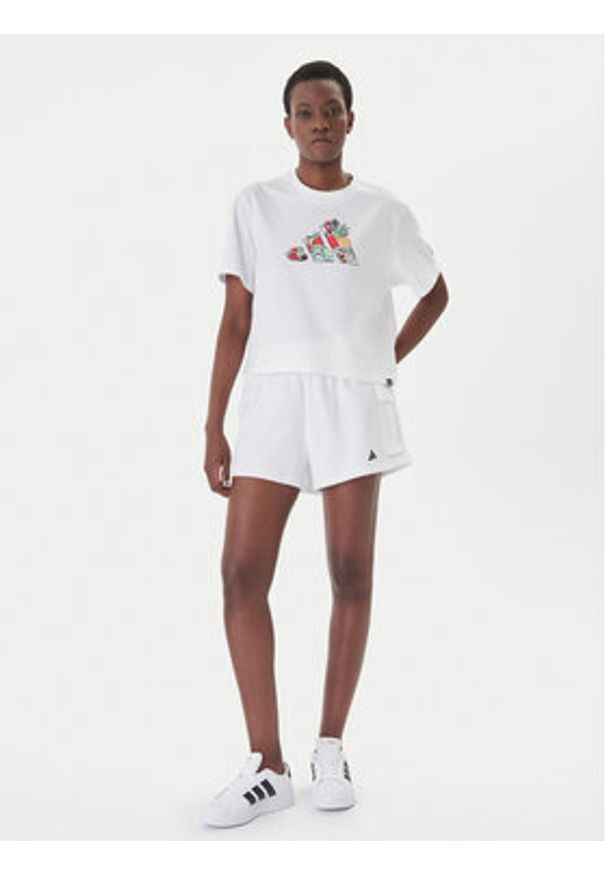 Adidas - adidas T-Shirt Food Graphic KA5073 Biały Loose Fit. Kolor: biały. Materiał: bawełna