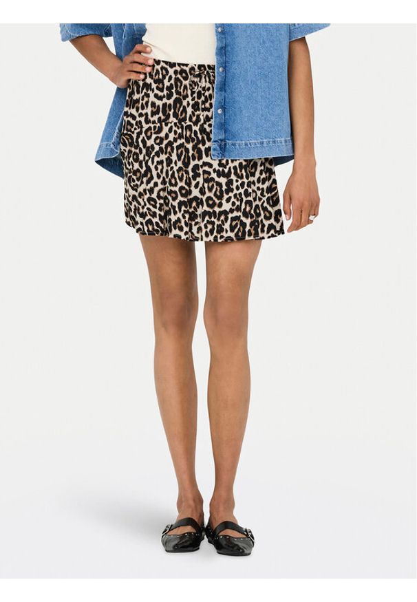 only - ONLY Spódnica mini 15322967 Brązowy Regular Fit. Kolor: brązowy. Materiał: wiskoza