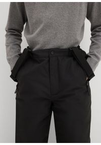 bonprix - Wodoodporne spodnie hydrofobowe na szelkach, z ciepłą podszewką. Kolor: czarny. Materiał: materiał #2