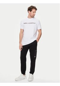 Karl Lagerfeld - KARL LAGERFELD T-Shirt 755053 542221 Biały Regular Fit. Typ kołnierza: dekolt w karo. Kolor: biały. Materiał: bawełna #5