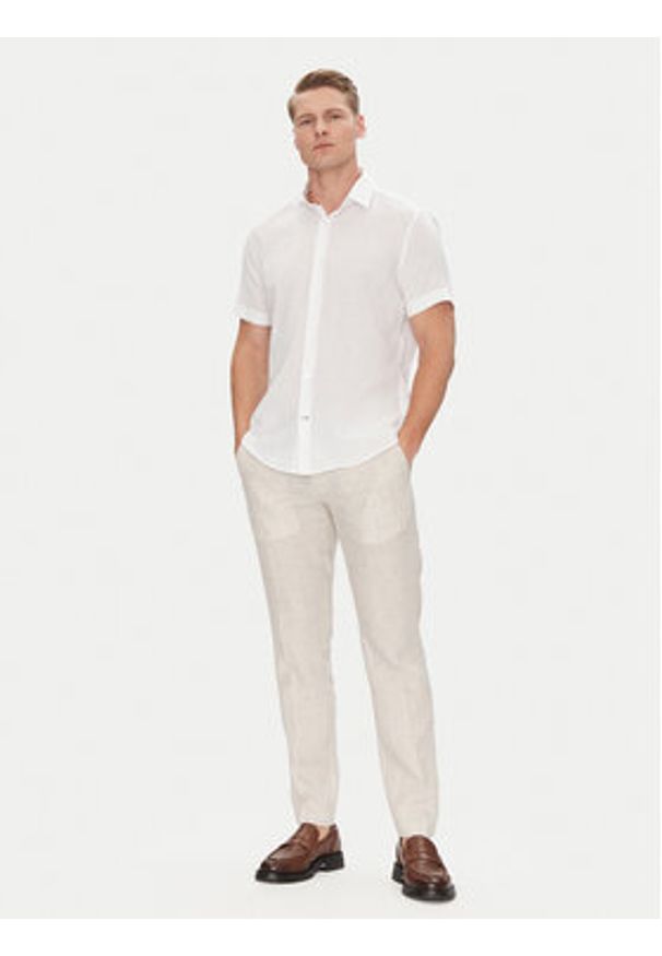 JOOP! Koszula 17 JSH-209Pit 30047056 Écru Slim Fit. Kolor: kremowy. Materiał: len, bawełna