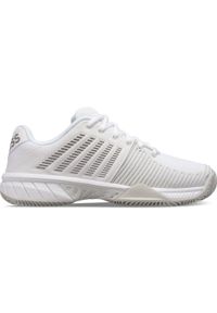 Buty do tenisa damskie K-Swiss Express Light 2 Clay. Zapięcie: sznurówki. Kolor: szary, wielokolorowy, biały. Materiał: syntetyk, materiał, tkanina. Szerokość cholewki: normalna. Sport: tenis #1
