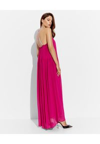 EMMA & GAIA - Różowa sukienka maxi z kamieniami. Kolekcja: dla wysokich. Kolor: różowy, wielokolorowy, fioletowy. Materiał: wiskoza. Styl: wizytowy. Długość: maxi #3