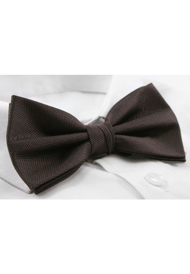 Mucha Męska z Białą Poszetką - Chattier - Brąz. Kolor: wielokolorowy, beżowy, brązowy. Materiał: mikrofibra. Styl: sportowy, elegancki