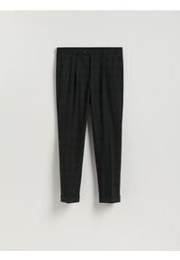 Reserved - Garniturowe spodnie w kratę - czarny. Kolor: czarny. Materiał: wiskoza, tkanina #1
