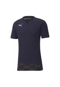 Puma - Koszulka Polo Męska Logo Sportowa. Typ kołnierza: polo. Kolor: niebieski. Sport: turystyka piesza