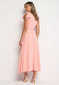 Born2be - Różowa Koktajlowa Asymetryczna Sukienka z Kokardą na Ramieniu Vimarellia. Okazja: na imprezę. Typ kołnierza: kokarda. Kolor: różowy. Typ sukienki: asymetryczne. Styl: wizytowy #3