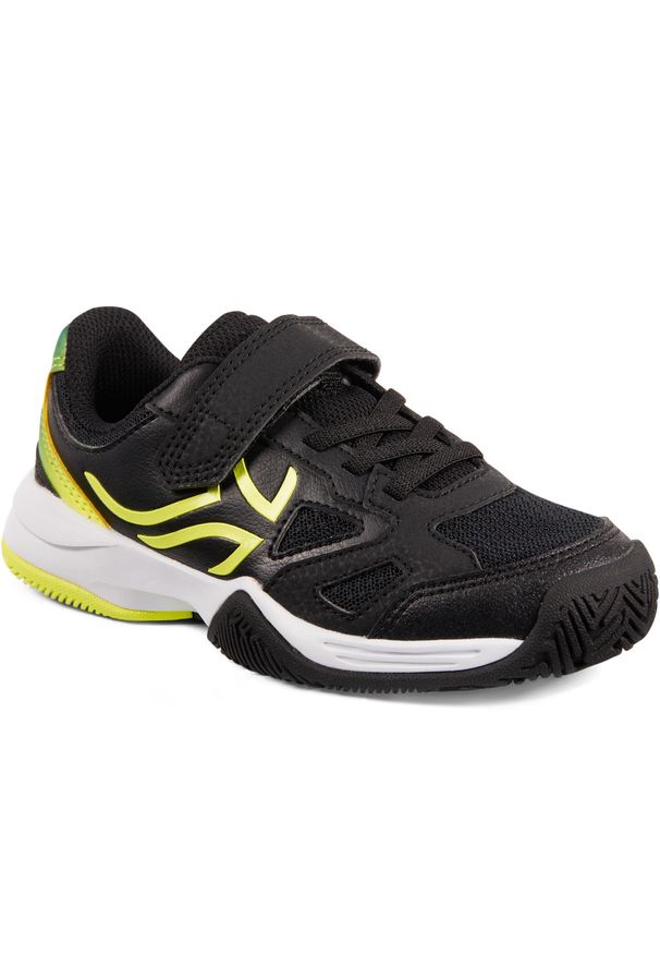 ARTENGO - Buty tenisowe TS560 dla dzieci. Kolor: czarny. Materiał: mesh, kauczuk, tkanina. Szerokość cholewki: szeroka. Sport: tenis