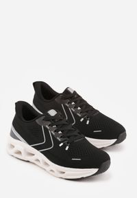 Born2be - Czarne Buty Sportowe na Grubej Geometrycznej Podeszwie Alexusa. Okazja: na co dzień. Kolor: czarny. Materiał: jeans, dresówka. Wzór: geometria #8