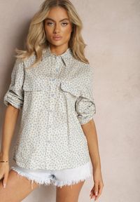 Renee - Jasnoniebieska Koszula z Bawełny o Luźnym Kroju w Drobne Kwiaty Findiana. Kolor: niebieski. Materiał: bawełna. Wzór: kwiaty. Sezon: lato. Styl: elegancki #3