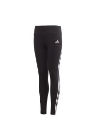 Adidas - Legginsy adidas 3-Stripes Cotton GE0945 - czarne. Kolor: czarny. Materiał: bawełna, materiał. Wzór: paski. Styl: klasyczny, młodzieżowy #1