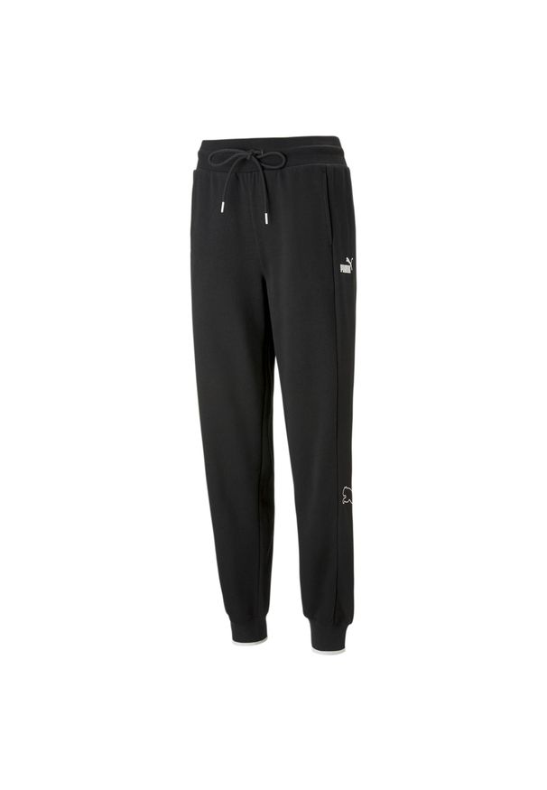 Spodnie sportowe damskie Puma Power Colorblock. Kolor: czarny. Materiał: dresówka. Sport: fitness