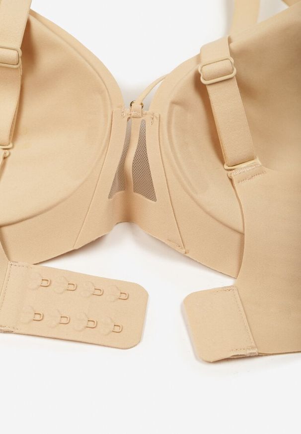 Born2be - Beżowy Biustonosz z Ozdobnymi Paskami Zetessa. Kolor: beżowy. Materiał: jeans. Wzór: paski