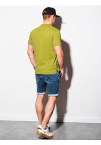 Ombre Clothing - Koszulka męska polo klasyczna bawełniana S1374 - zielona - L. Typ kołnierza: polo. Kolor: zielony. Materiał: bawełna. Wzór: haft. Styl: klasyczny