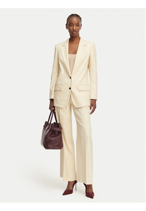 Hugo - HUGO Marynarka Anetali 50560000 Beżowy Oversize. Kolor: beżowy. Materiał: syntetyk