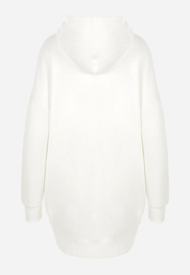 Born2be - Biała Bluza z Kapturem Dagdere. Typ kołnierza: kaptur. Kolor: biały. Materiał: dzianina, jeans, polar. Długość rękawa: długi rękaw. Długość: długie. Wzór: gładki. Sezon: zima, jesień. Styl: sportowy