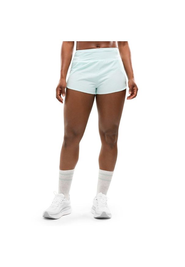 SIROKO - Damskie krótkie spodenki do biegania 2 w 1 Fitness Siroko Alloy Mint. Kolor: zielony. Materiał: materiał. Długość: krótkie. Sport: fitness