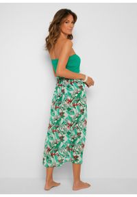 Sukienka plażowa bandeau bonprix zielony miętowy w kwiaty. Okazja: na plażę. Kolor: zielony. Wzór: kwiaty #4