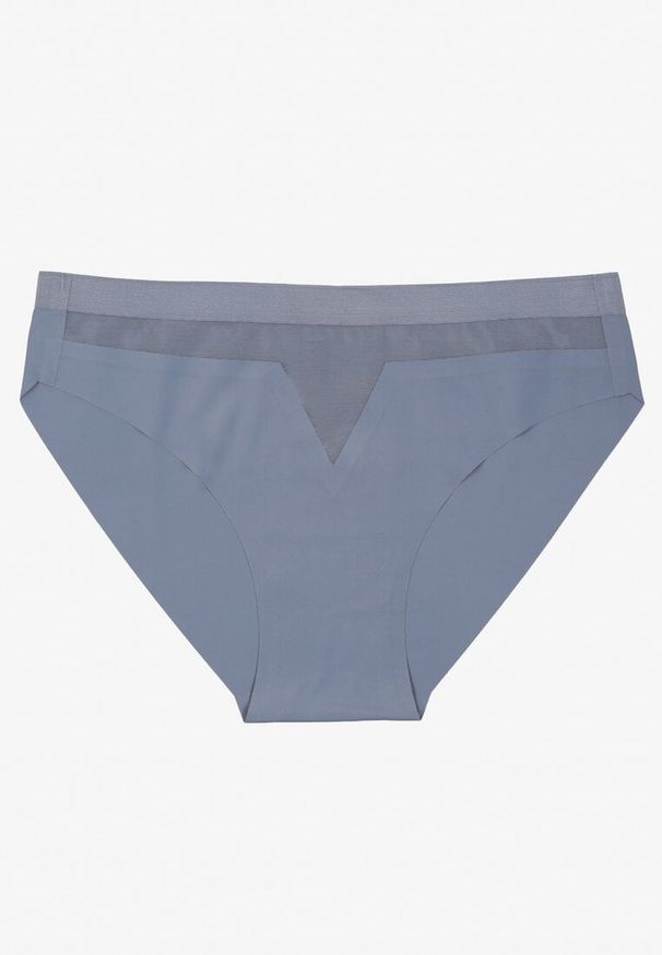 Renee - Niebieskie Majtki Bezszwowe Ozdobione Geometrycznym Wzorem Navlinne. Kolor: niebieski. Materiał: jeans. Wzór: aplikacja, geometria