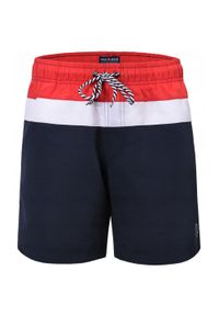 Spodenki Plażowe (Kąpielówki) - Pako Jeans - Kolorowe. Kolor: czerwony, wielokolorowy, niebieski. Materiał: poliester. Wzór: kolorowy