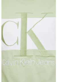 Calvin Klein Jeans t-shirt bawełniany kolor zielony. Okazja: na co dzień. Kolor: zielony. Materiał: bawełna. Długość rękawa: krótki rękaw. Długość: krótkie. Styl: casual