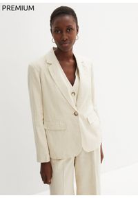 bonprix - Żakiet z czystego lnu. Kolor: beżowy. Materiał: len. Styl: elegancki #1