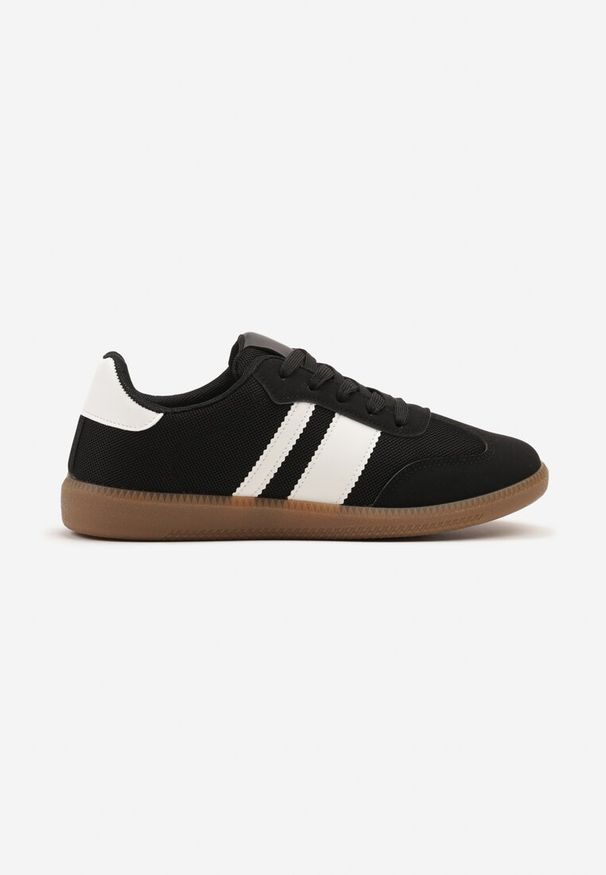 Born2be - Czarne Sneakersy Tenisówki z Ozdobnymi Paskami Jenavena. Okazja: na co dzień, na spacer. Zapięcie: pasek. Kolor: czarny. Sport: turystyka piesza