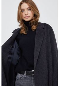 Calvin Klein płaszcz wełniany kolor czarny przejściowy. Okazja: na co dzień. Kolor: czarny. Materiał: wełna. Styl: casual, klasyczny #6
