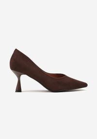 Renee - Brązowe Czółenka Vices na Obcasie Typu Klepsydra ze Skórzaną Wkładką Dedvire. Kolor: brązowy. Materiał: skóra. Obcas: na obcasie. Styl: elegancki. Wysokość obcasa: średni #5