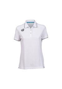 Koszulka damska na basen Arena Women`s Team Poloshirt Solid Cotton. Typ kołnierza: polo. Kolor: biały. Materiał: bawełna. Styl: sportowy