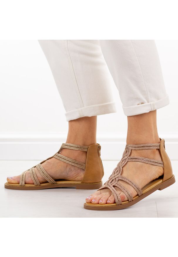 Złote sandały damskie Filippo Ds7897/26. Okazja: na co dzień. Kolor: złoty. Materiał: skóra. Sezon: wiosna, lato. Styl: elegancki, casual