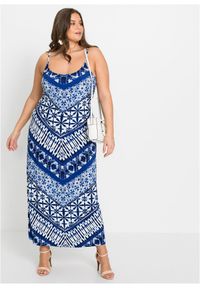 bonprix - Długa sukienka z nadrukiem. Kolor: niebieski. Długość rękawa: na ramiączkach. Wzór: nadruk. Sezon: lato. Długość: maxi #3
