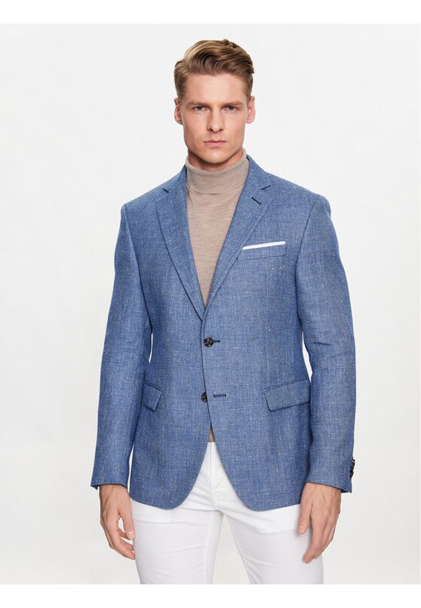 JOOP! Kurtka przejściowa 30037720 Niebieski Modern Fit. Kolor: niebieski. Materiał: len