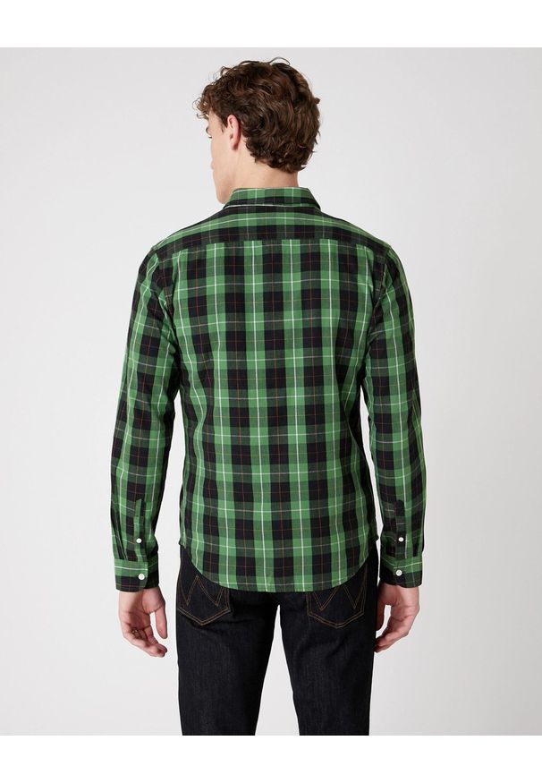 Wrangler - MĘSKA KOSZULA WRANGLER LS 1 PKT BUTTON DOWN ARTICHOKE GREEN W5F34MG14 112130123. Typ kołnierza: button down