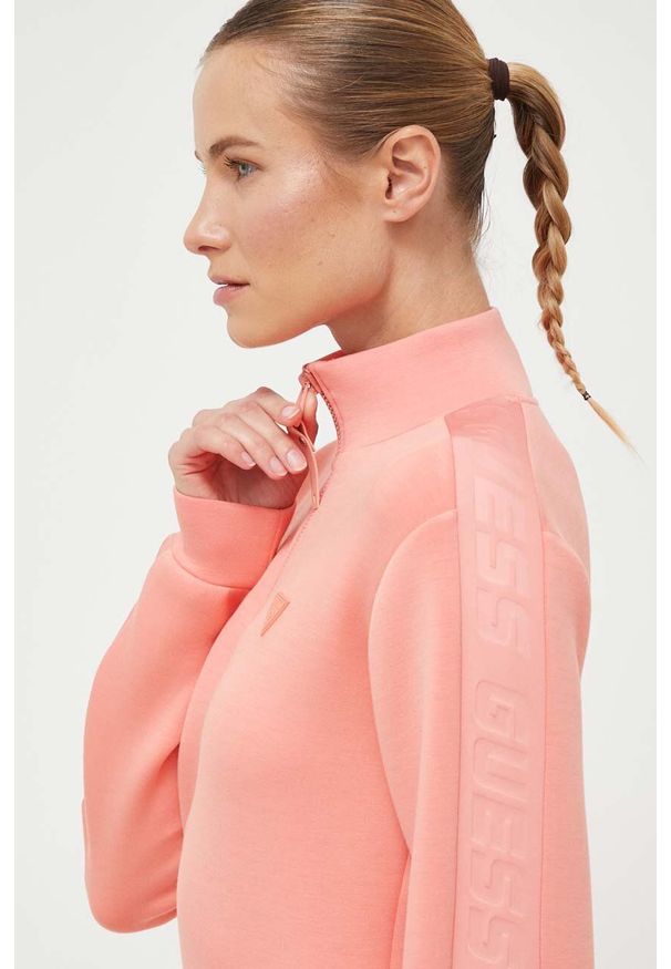 Guess bluza damska kolor pomarańczowy gładka. Okazja: na co dzień. Kolor: pomarańczowy. Materiał: materiał, wiskoza. Wzór: gładki. Styl: casual
