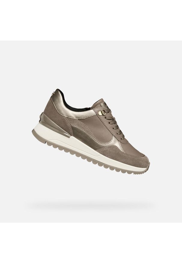 Geox - Buty GEOX D DESYA Szary. Kolor: zielony, wielokolorowy, beżowy. Materiał: syntetyk, tkanina, skóra