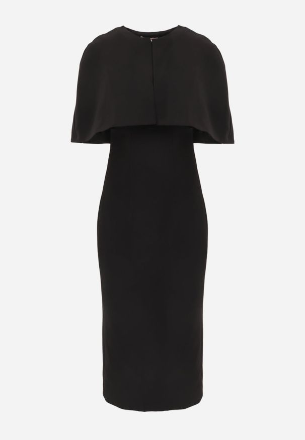 Renee - Czarna Sukienka VICES o Dopasowanym Kroju z Narzutką Kelaleno. Okazja: na randkę, na imprezę. Kolor: czarny. Materiał: poliester. Długość rękawa: na ramiączkach. Typ sukienki: dopasowane