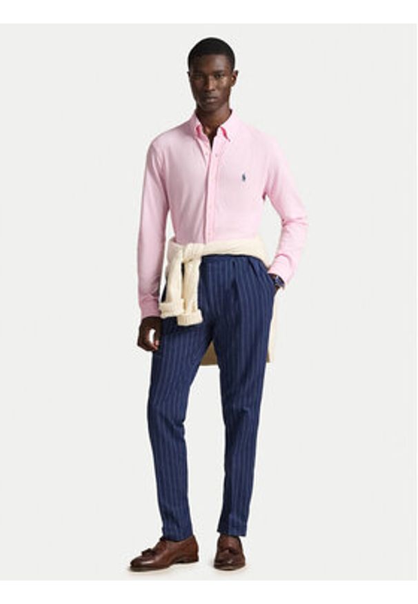 Polo Ralph Lauren Koszula 710654408101 Różowy Slim Fit. Typ kołnierza: polo. Kolor: różowy. Materiał: bawełna