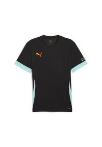 Puma - Męska koszulka do padla INDIVIDUAL PUMA Black Heat Fire Safe Lake Orange Blue. Kolor: czarny, pomarańczowy, żółty, niebieski, wielokolorowy