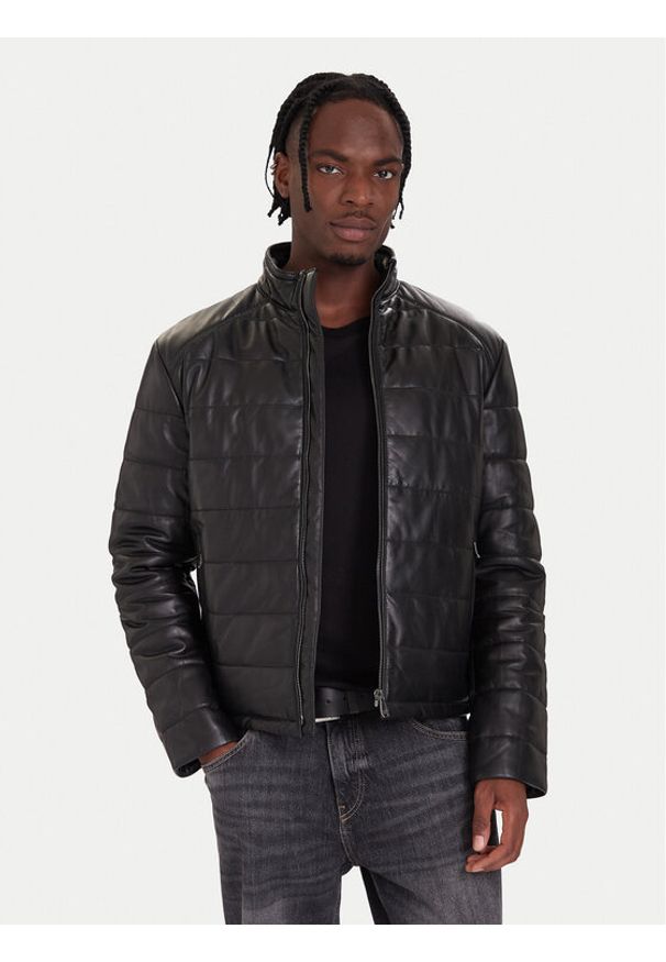 JOOP! Kurtka skórzana 262001980000867 Czarny Regular Fit. Kolor: czarny. Materiał: skóra