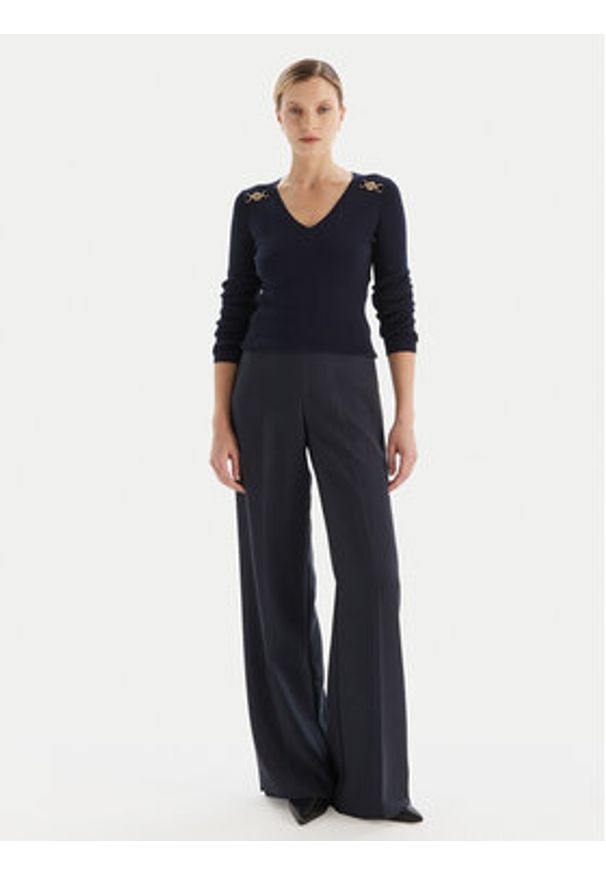Fracomina Sweter FR25WT7025K43301 Granatowy Slim Fit. Kolor: niebieski. Materiał: syntetyk