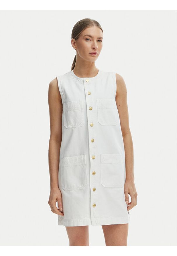 TOMMY HILFIGER - Tommy Hilfiger Sukienka codzienna WW0WW48584 Biały Regular Fit. Okazja: na co dzień. Kolor: biały. Materiał: bawełna. Typ sukienki: proste. Styl: casual