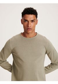 Reserved - Bawełniany sweter - jasnozielony. Kolor: zielony. Materiał: bawełna #1