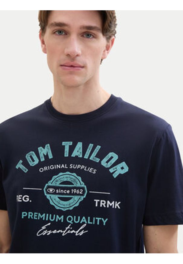 Tom Tailor T-Shirt 1037735 Granatowy Regular Fit. Kolor: niebieski. Materiał: bawełna