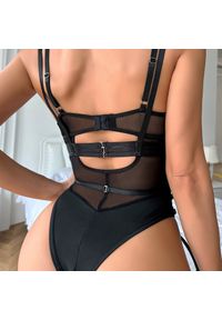 Intica - Body z paskami na specjalne okazje Lediana. Kolor: czarny. Materiał: materiał. Wzór: aplikacja #2